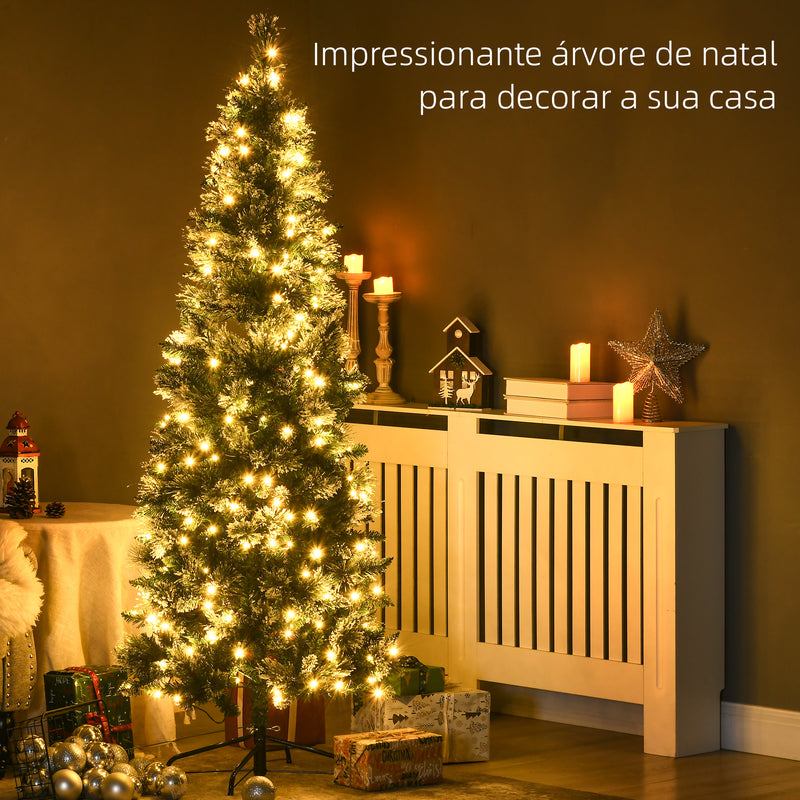 Árvore de Natal Artificial 180 cm com 240 Luzes LED Árvore de Natal com 618 Ramos Suporte de Aço e Formato Slim para Interior Ø68x180 cm Verde