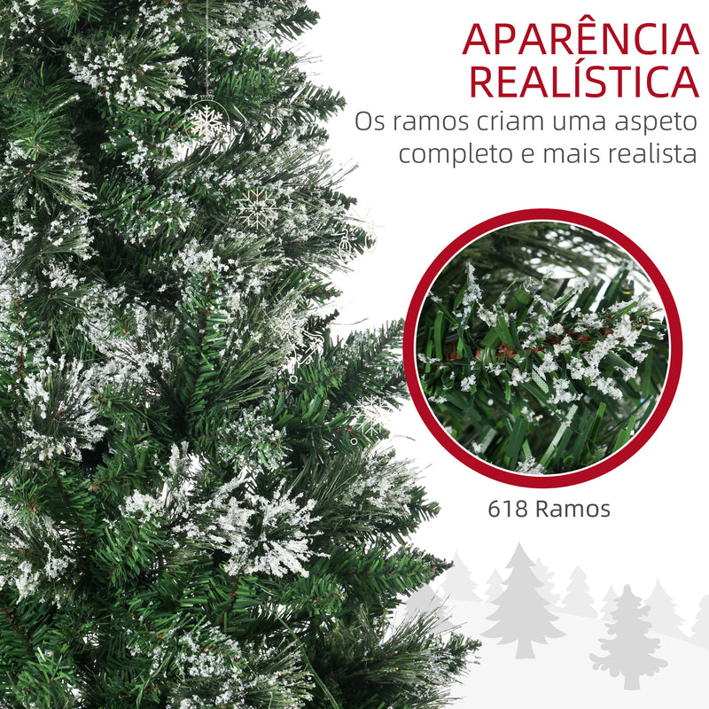 Árvore de Natal Artificial 180 cm com 240 Luzes LED Árvore de Natal com 618 Ramos Suporte de Aço e Formato Slim para Interior Ø68x180 cm Verde