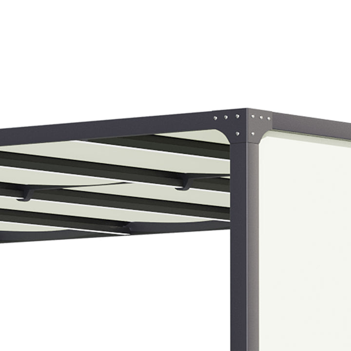 Pérgola de Jardim 297x397x220 cm com Teto Retrátil Pérgola com Luzes LED Energia Solar Estrutura de Aço Pérgola para Pátio Exterior Creme