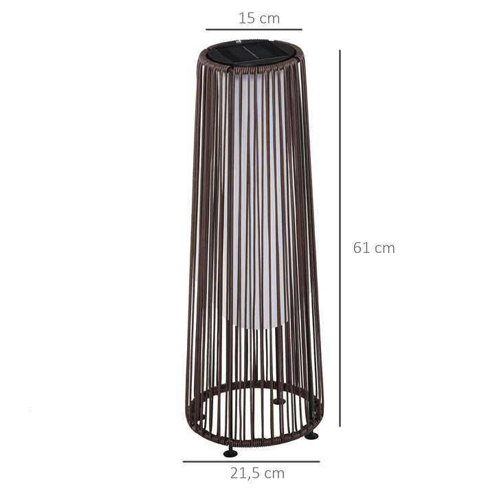 Candeeiro de Pé de Vime de Energia Solar com LED 1,5 W Interruptor de Controle Automático de Luz Decoração Exterior Ø21,5x61cm Marrom