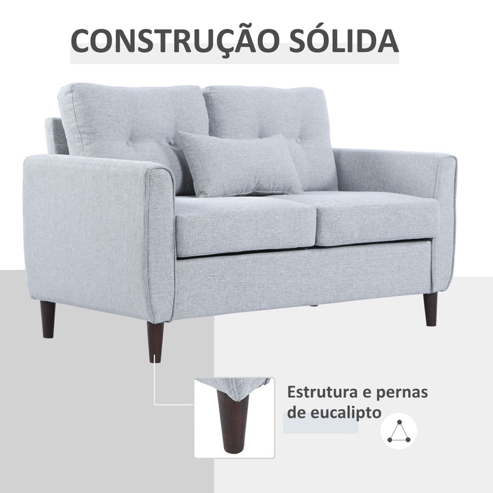Sofá de 2 lugares Poltrona de dois lugares para sala de estar com almofadas e assento acolchoado fronha lavável 140x78x83 cm cinza claro