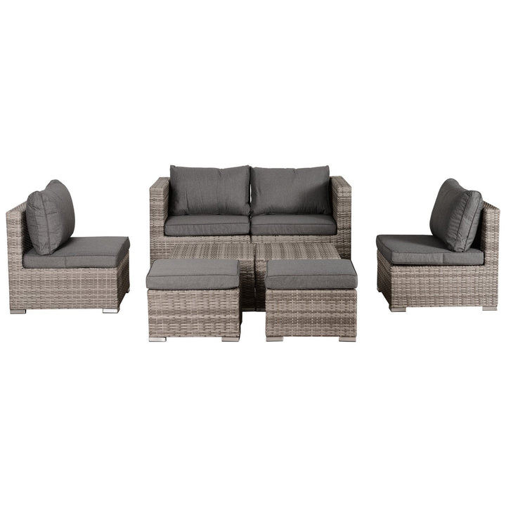 Conjunto de 8 peças de sofás de vime com mesa de café e apoio para pés
