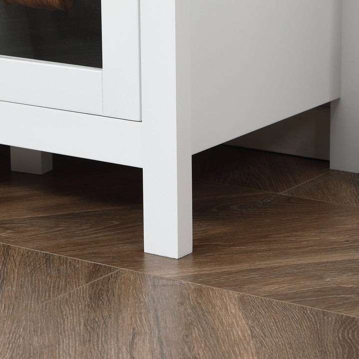 Aparador de Cozinha com Armário 2 Gavetas 2 Portas de Vidro e Prateleiras Ajustáveis Móvel Auxiliar de Armazenamento para Sala de Jantar Sala de Estar 120x40x90cm Branco