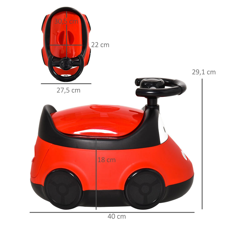 Bacio para Bebé de 6-36 Meses Bacio de Aprendizagem Treinamento Portátil em Forma de Carro com Tampa Volante Fácil de Limpar Carga 50kg 40x27,5x29,1cm Vermelho
