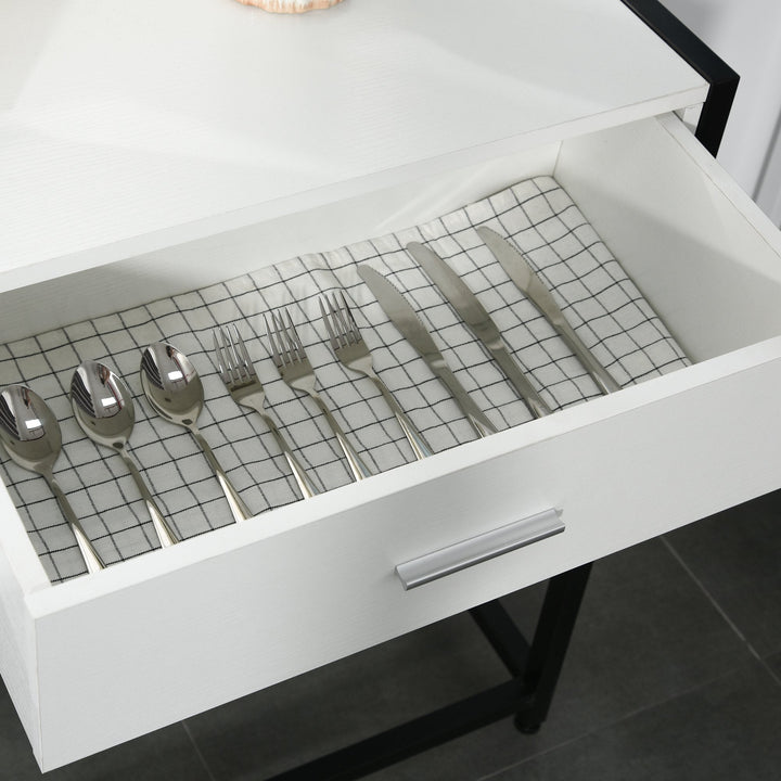 Consola Mesa de Entrada 120x34x81cm com 2 Gavetas e Pés Ajustáveis Móvel de Entrada de Estilo Moderno para Corredor Entrada Branco e Preto