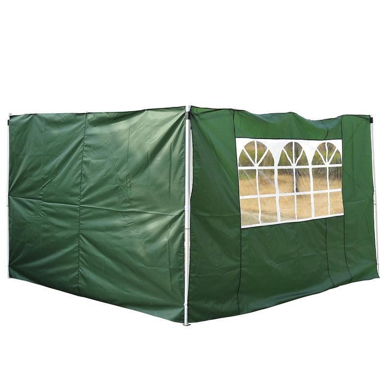 2 paredes Parte lateral para tenda 3x3m lado gazebo A tela impermeável de Oxford com janela 300x200cm - verde escuro