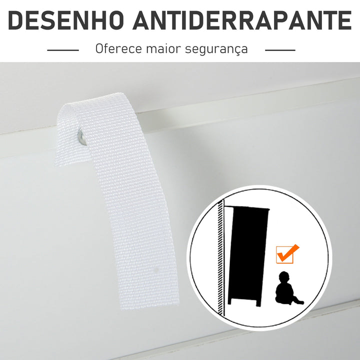 Cômoda tipo aparador com 4 gavetas base elevada e desenho anti derrapante 80x40x79 cm Branco Cinzento e Preto