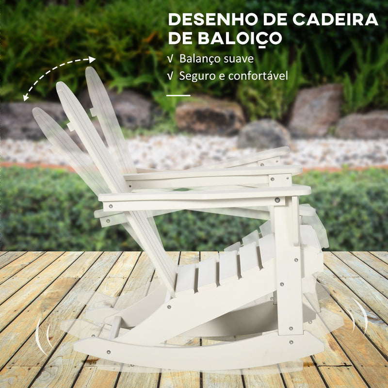 Cadeira Adirondack Baloiço de Jardim Baloiço para Exterior Estilo Adirondack de HDPE para Varanda Pátio Carga Máxima 120kg 73,5x93x91,5cm Branco