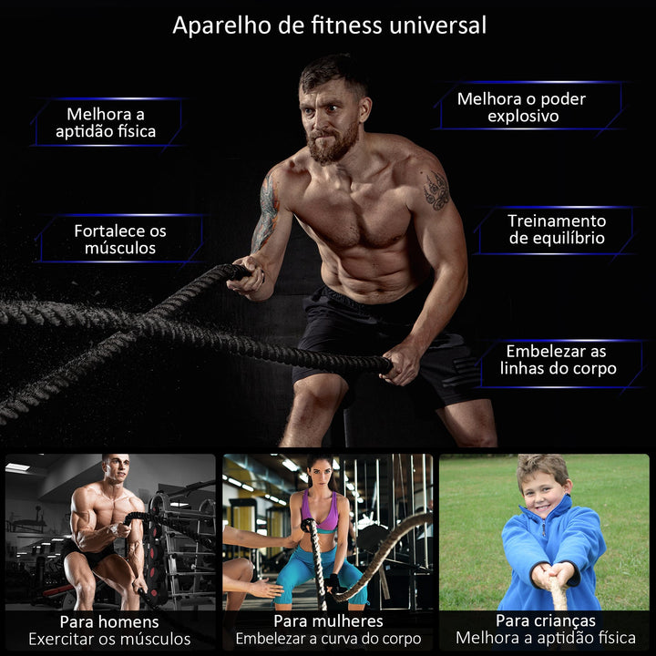 Corda de Batalha Battle Rope Exercício Formação Fitness Crossfit ?38mm Comprimento 9m Poliéster Ultra-Resistente