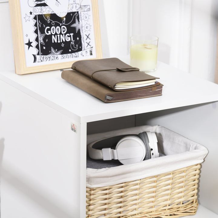 Mesa de Cabeceira Mesa Auxiliar Moderna com 1 Gaveta e Compartimento de Armazenamento para Dormitório Sala de Estar 40x40x62cm Branco e Madeira