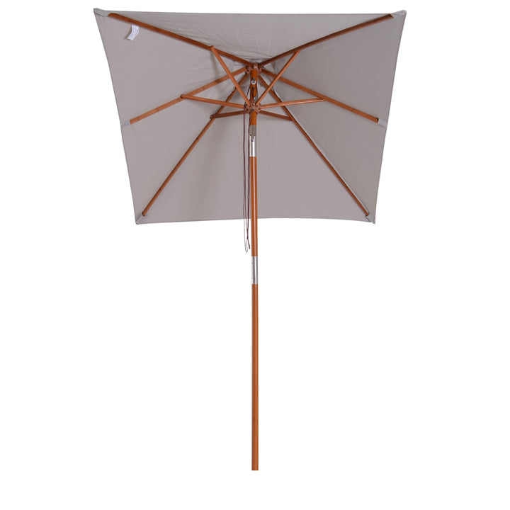 Guarda-sol para jardim Pára-sol Madeira de bambu para pátio Praia Ângulo de inclinação 200x150x230 cm Cinzento