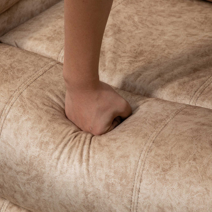 Poltrona Relax Reclinável Poltrona para Sala de Estar com Apoio para os Pés Retrátil Encosto Alto Bolso Lateral Acolchoado Grosso 96x91x108cm Bege