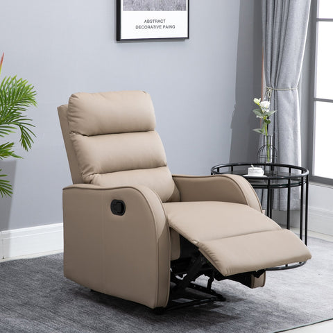 Poltrona Relax com reclinação manual até 160 ° com apoio para os pés retrátil Esponja de densidade estofada em PU 65x89x100cm