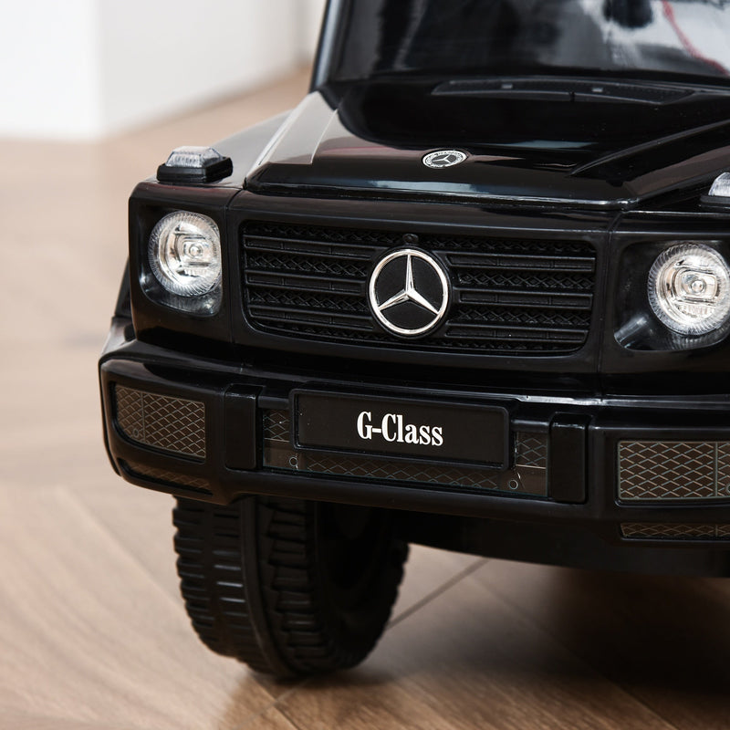 Carro de Passeio Carro Andador para Crianças acima de 12 Meses Mercedes G350 com Buzina Capô Removível Encosto e Suporte de Proteção 85,5x40,5x95cm Preto