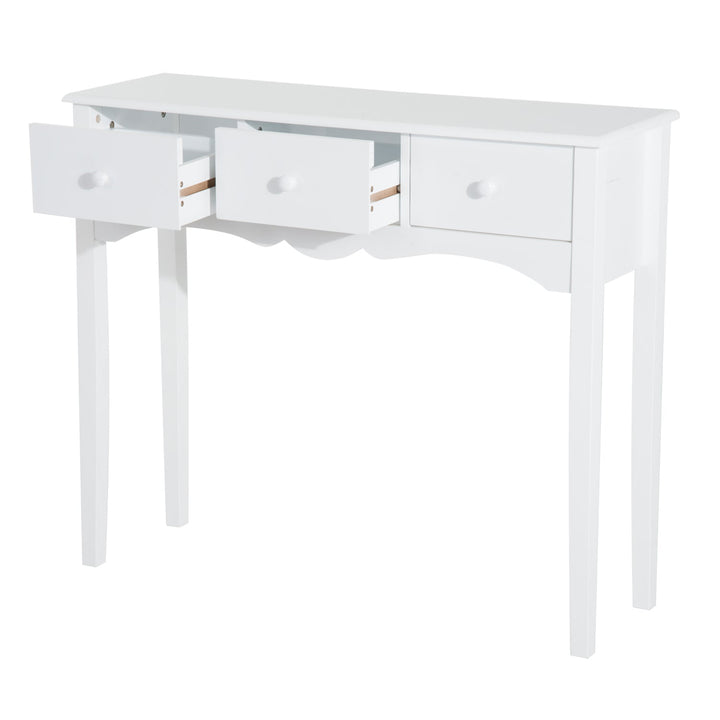 Mesa consola tipo aparador com 3 Gavetas em Cor Branco e Material Madeira 100x32x85cm