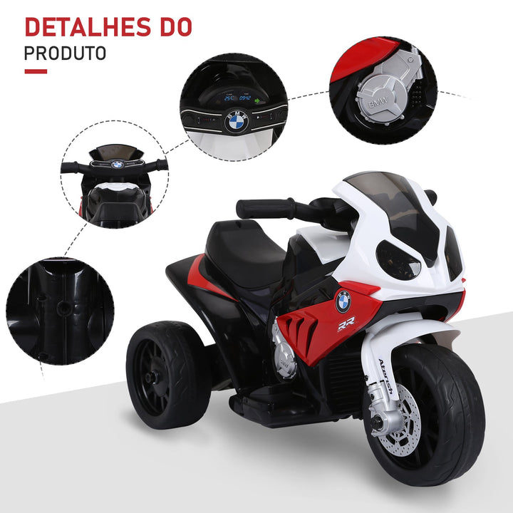 Mota Elétrica BMW Infantil para crianças acima de 18 meses 6V com Luzes e Música 66x37x44 cm vermelho