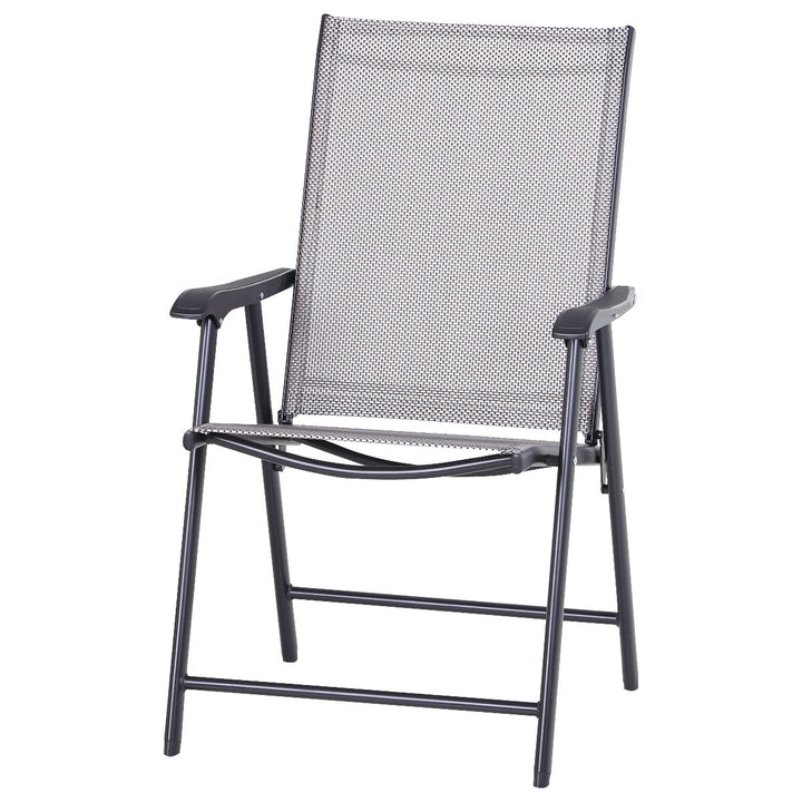 Conjunto de 2 cadeiras dobráveis para exterior Com braços Cadeiras para varandas Jardim Terraço 58x64x94 cm Cinzento Carga 100kg