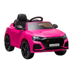 Carro Elétrico Infantil acima de 3 anos Licença Audi RS Q8 com Bateria 6V Controle a Distância Música MP3 Buzina e Luzes Velocidade Máx. 3km/h 101x62x51cm Rosa