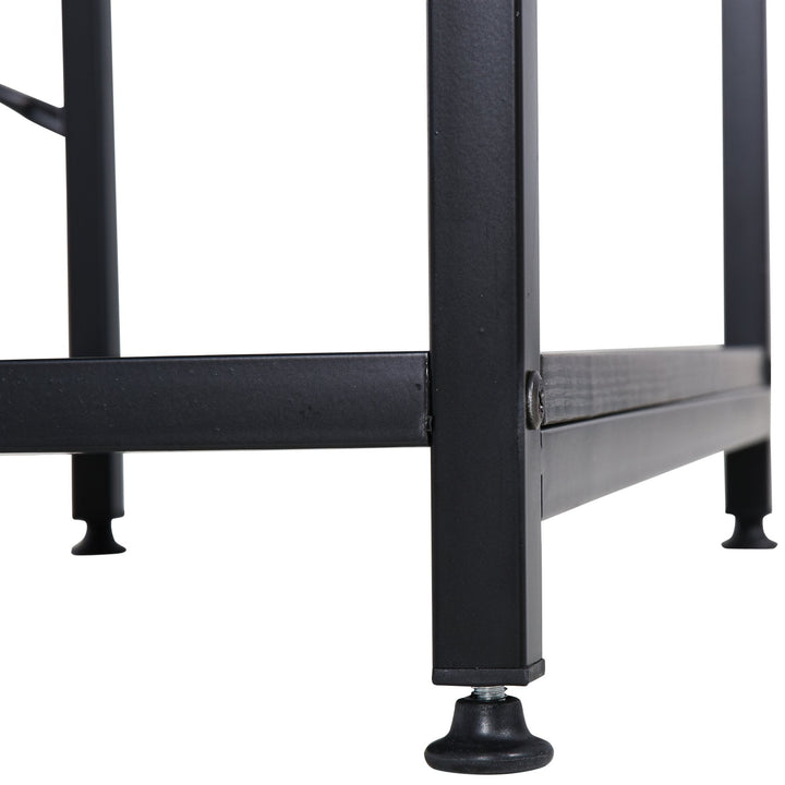 Mesa para Computador com Prateleiras Pés Ajustáveis ??Moldura de Metal 140x60x93 cm