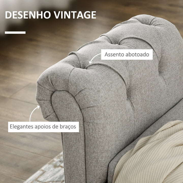 Banco de Pé de Cama Banco de Armazenamento de Linho com Dobradiças na Tampa Pés de Madeira e Apoio para os Braços para Dormitórios Sala de Estar Corredor Carga 150kg 146,5x49x74,5cm Cinza Claro