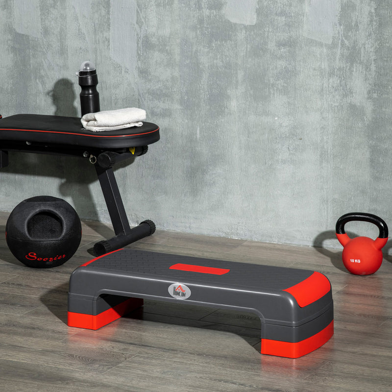 Plataforma Step Fitness Step de Aeróbico com Altura Ajustável de 10/15/20cm Plataforma de Exercício em Casa Ginásio Oficina Carga 150kg 78x28x20cm Vermelho e Cinza