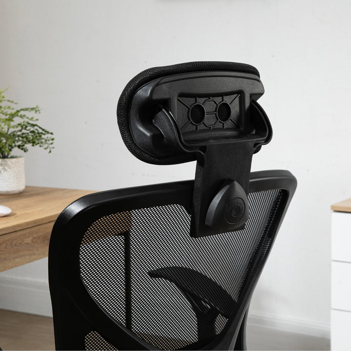 Cadeira de Escritório Ergonômica Cadeira de Escritório Giratória com Altura Ajustável Função Reclinável Apoio para a Cabeça e Suporte Lombar 65x67x108-118cm Preto