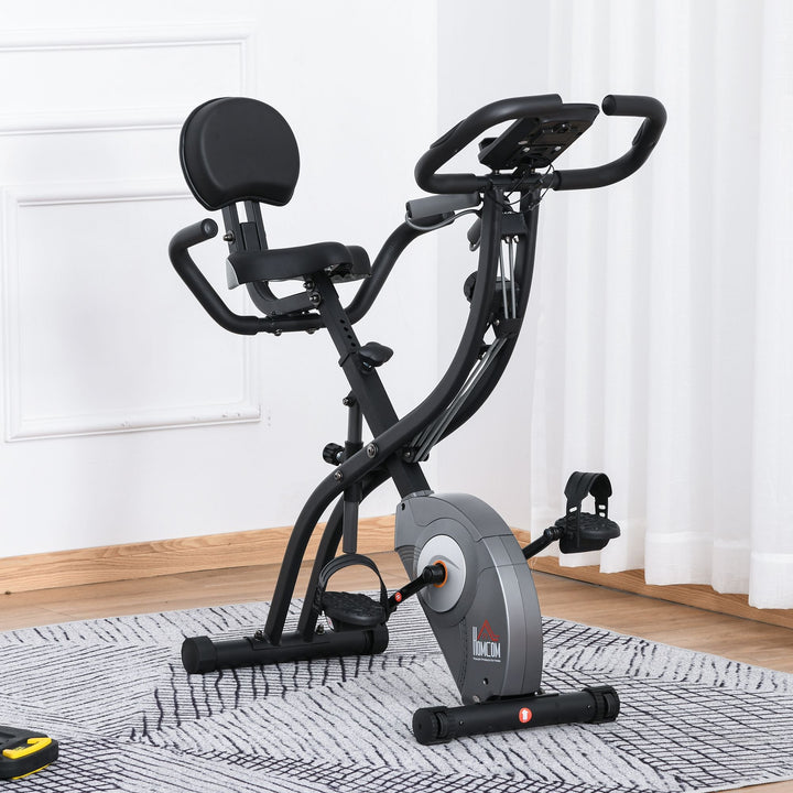 Bicicleta Estática Dobrável com Volante de Inércia de 1,5kg Sensor de Pulso Tela LCD Resistência Ajustável em 8 Níveis e Assento Regulável 107x53x107cm Preto