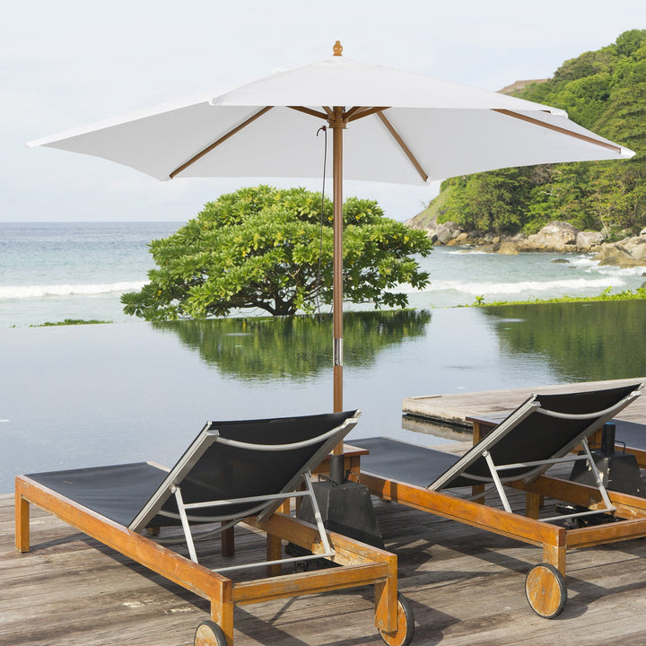 Guarda-sol de Jardim com 6 Varas de Bambu e Poste Destacável Ø250x230 cm