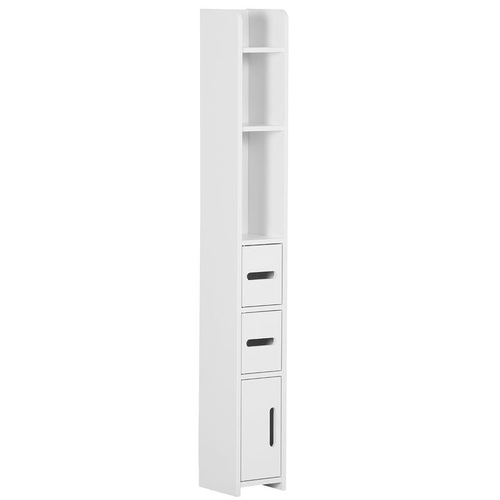 Coluna Casa de Banho com 3 Portas e 3 Prateleiras Abertas Coluna Auxiliar para Sala de Estar Casa de Banho Dormitório Estilo Moderno 15x17x120cm Branco