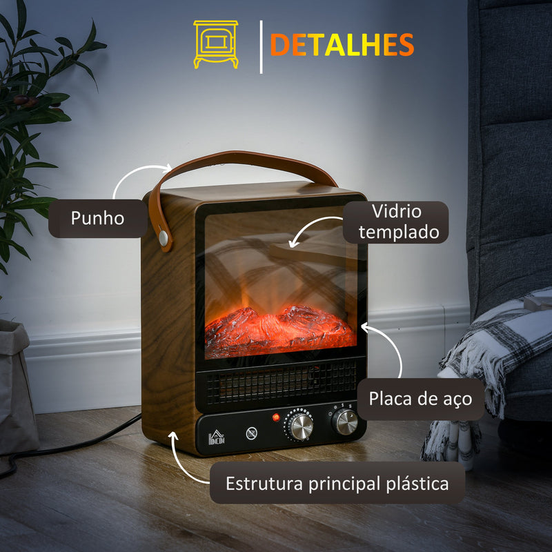 Lareira Elétrica 750W/1500W Lareira Elétrica com Efeito de Chama Realista e Proteção contra Superaquecimento para Salas de até 20 m² 30,3x17,5x37,4cm Nogueira e Preto