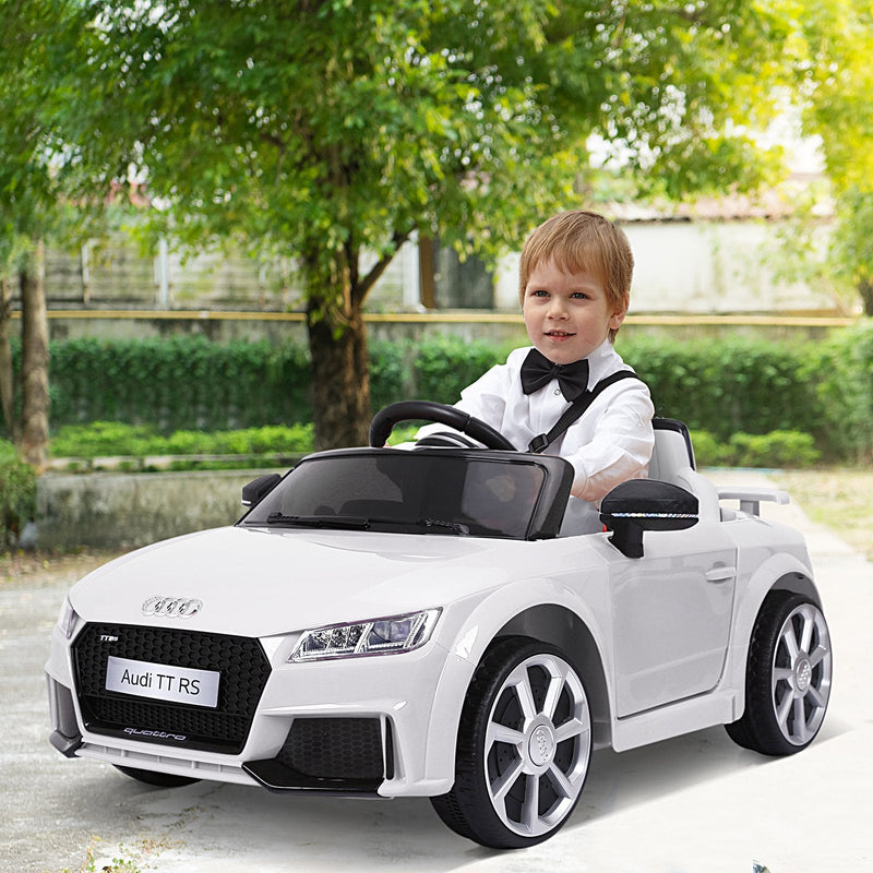 Carro elétrico infantil Audi TT RS acima de 3 anos com controle remoto com música e luzes Bateria 6V 30 kg 103x63x44cm