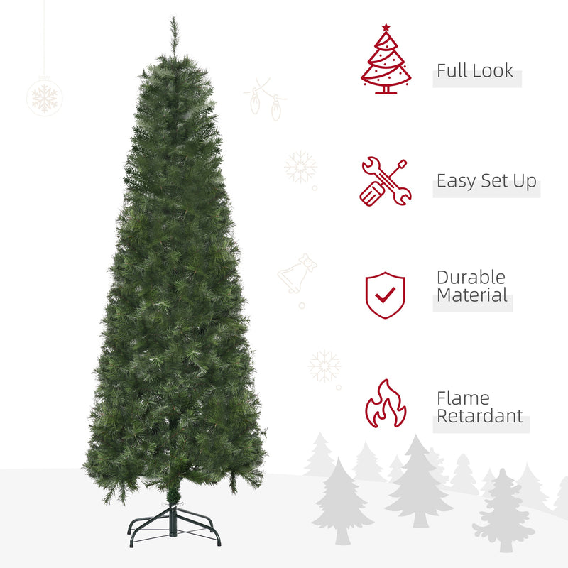 Árvore de Natal Artificial 180cm Ignífugo com 493 Ramos Folhas de PVC Base Dobrável e Suporte Metálico Decoração de Natal para Interiores Verde