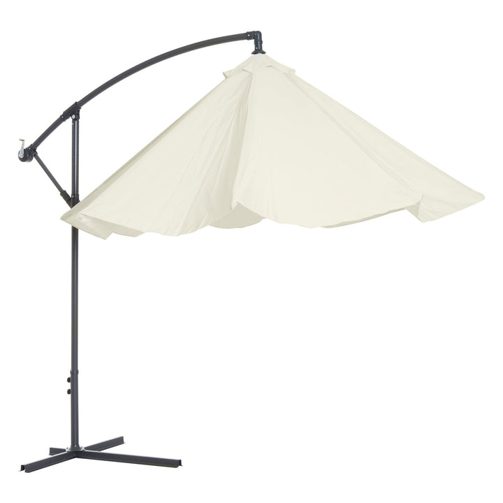 Guarda-sol de jardim com 3 m de diâmetro Sistema de abertura e fechamento usando bobina 300x260cm Creme Branco