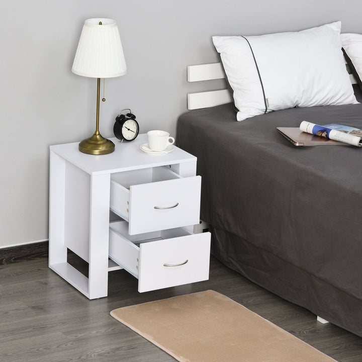 Mesa de Cabeceira com 2 gavetas pés em forma de U 48x39x54 Branco