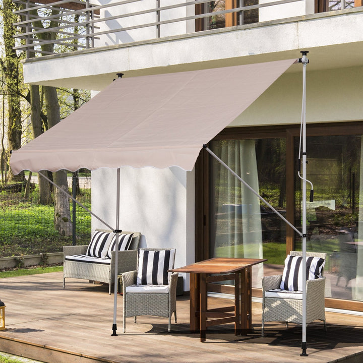 Toldo manual retrátil 200x150x170-280 cm com manivela para terraço varanda jardim pátio bege