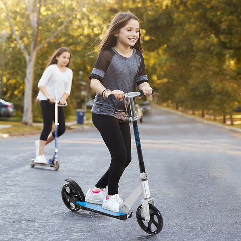Trotinete para Crianças Scooter Dobrável Guiador Regulável Quadro Alumínio Leve e Estável Carga 100kg Branca - 68x34x60-73,5cm