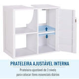 Armário de Banheiro Baixo com Prateleiras e Armário com Porta 60x30x54 cm Branco