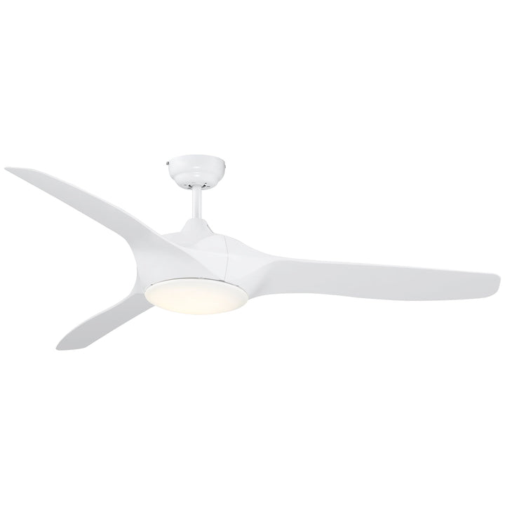Ventoinha de Teto 25W Diâmetro 132cm com Luz LED Controle Remoto 3 Lâminas Reversíveis 6 Velocidades e Temporizador Silencioso para Dormitório Sala de Estar Sala de Jantar Branco