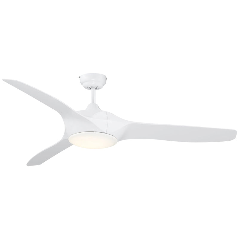 Ventoinha de Teto 25W Diâmetro 132cm com Luz LED Controle Remoto 3 Lâminas Reversíveis 6 Velocidades e Temporizador Silencioso para Dormitório Sala de Estar Sala de Jantar Branco