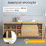 Ferragens para Porta Corredeira 200cm Kit de Acessórios para Porta Corredeira de Madeira com 2 Trilhos de Aço Carga Máxima 40kg Preto