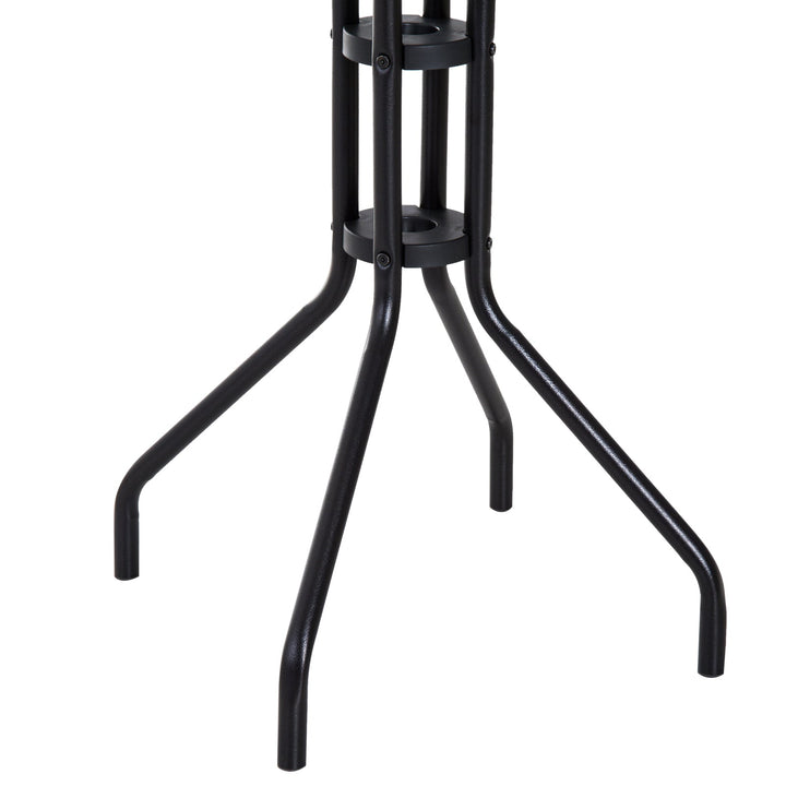 Conjunto de Mesa e 2 Cadeiras Cadeira Dobrável Encosto Reclináveis a 4 Níveis Armação de Aço Marrom
