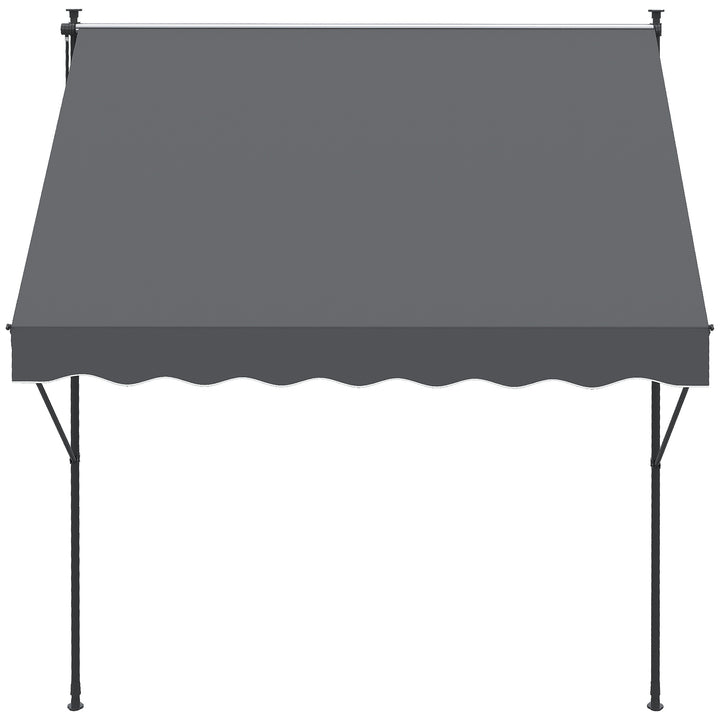 Toldo Manual Retrátil 200x170x200-290cm Toldo Ajustável com Manivela Proteção Solar UV40+ para Varanda Jardim Cinza