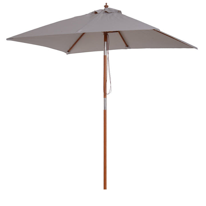 Guarda-sol para jardim Pára-sol Madeira de bambu para pátio Praia Ângulo de inclinação 200x150x230 cm Cinzento