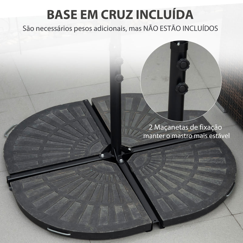 Chapéu de Sol de Jardim Ø256x245cm Chapéu de Sol Excêntrico Rotação 360° com Abertura Manual e Base Cruzada para Pátio Varanda Exterior Bege