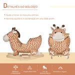 Cavalo de balanço desenho girafa para bebê acima de 18 meses 60x33x45cm