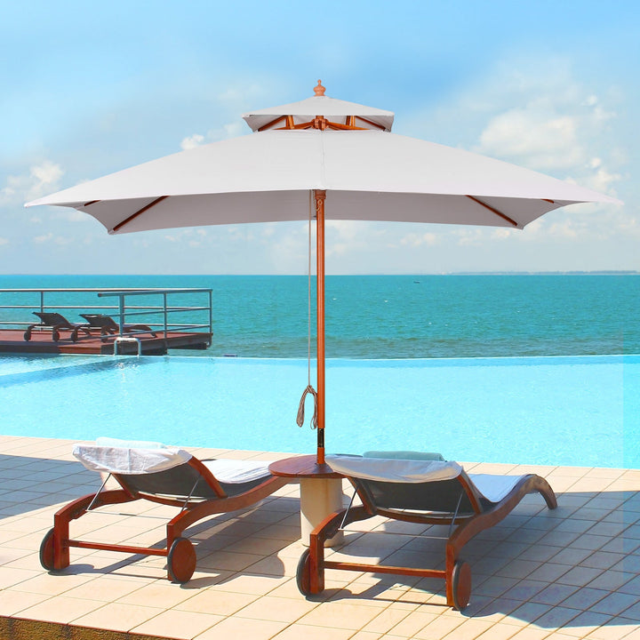 Grande Guarda-sol de jardim com design de dois níveis poliéster 300x300x297 cm - Cinza Claro