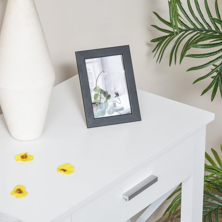 Mesa consola tipo aparador de estilo moderno com 2 gavetas e prateleiras inferiores 105x40x76 cm Branco