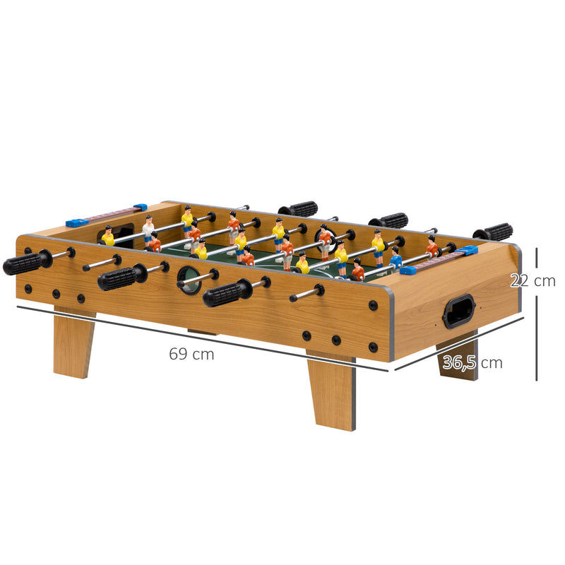 Matraquilho de Mesa para Crianças acima de 6 Anos Jogo de Mesa de Futbol de Madeira com 2 Bolas 6 Varas 2 Marcadores de Pontos 18 Jogadores 69x36,5x22cm Madeira