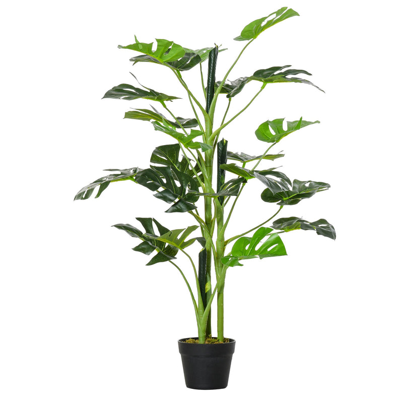 Monstera Planta Artificial com Vaso Árvore Tropical Sintética com 21 Folhas Ø16x100 cm Verde