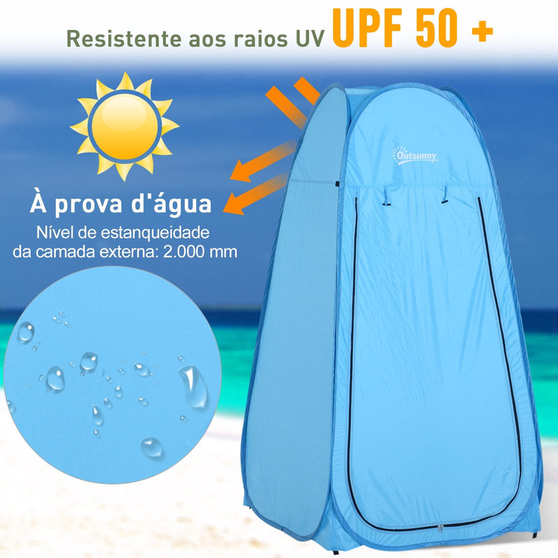 Tenda de acampamento multifuncional leve dobrável e estável à prova d'água com sistema POP-UP 100x100x185cm Azul